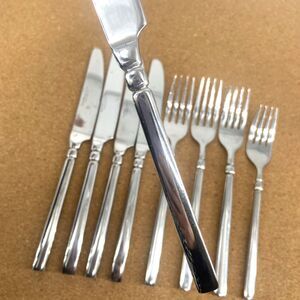 (8) Hampton Silversmith Dominique Mirror Stainless Flatware Forks Knife Salad